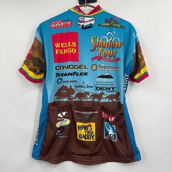 Voler Cycling Jersey Adult Large Blue Yellow Wells Fargo 1/2 Zip - Picture 5 of 7